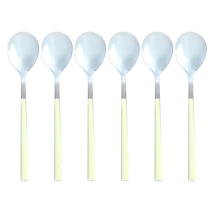 Lot de 6 cuillères de table crème en acier inoxydable  COLORAMA