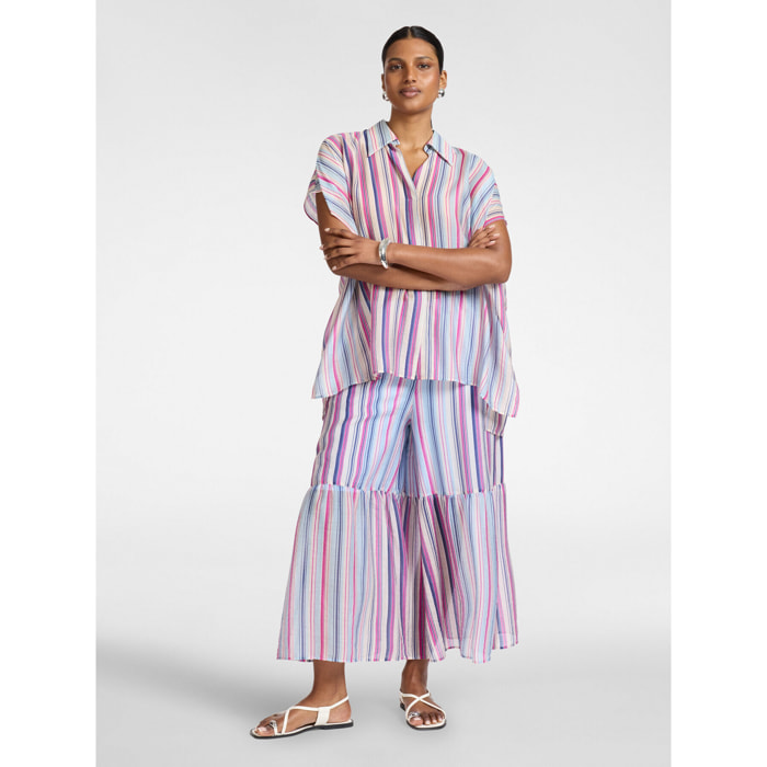 Elena Mirò - Pantalones palazzo de mezcla de lyocell estampados - Azul