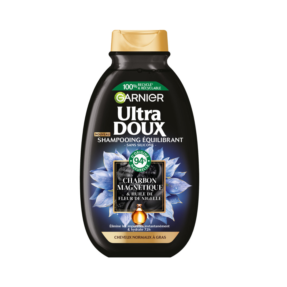 Lot de 12 - Garnier Ultra Doux Shampooing Equilibrant Charbon Magnétique 250ml