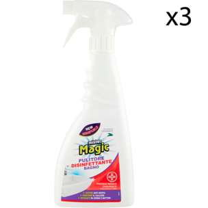 3x Mister Magic Pulitore Disinfettante Bagno Presidio Medico Chirurgico - 3 Flaconi Spray da 500ml