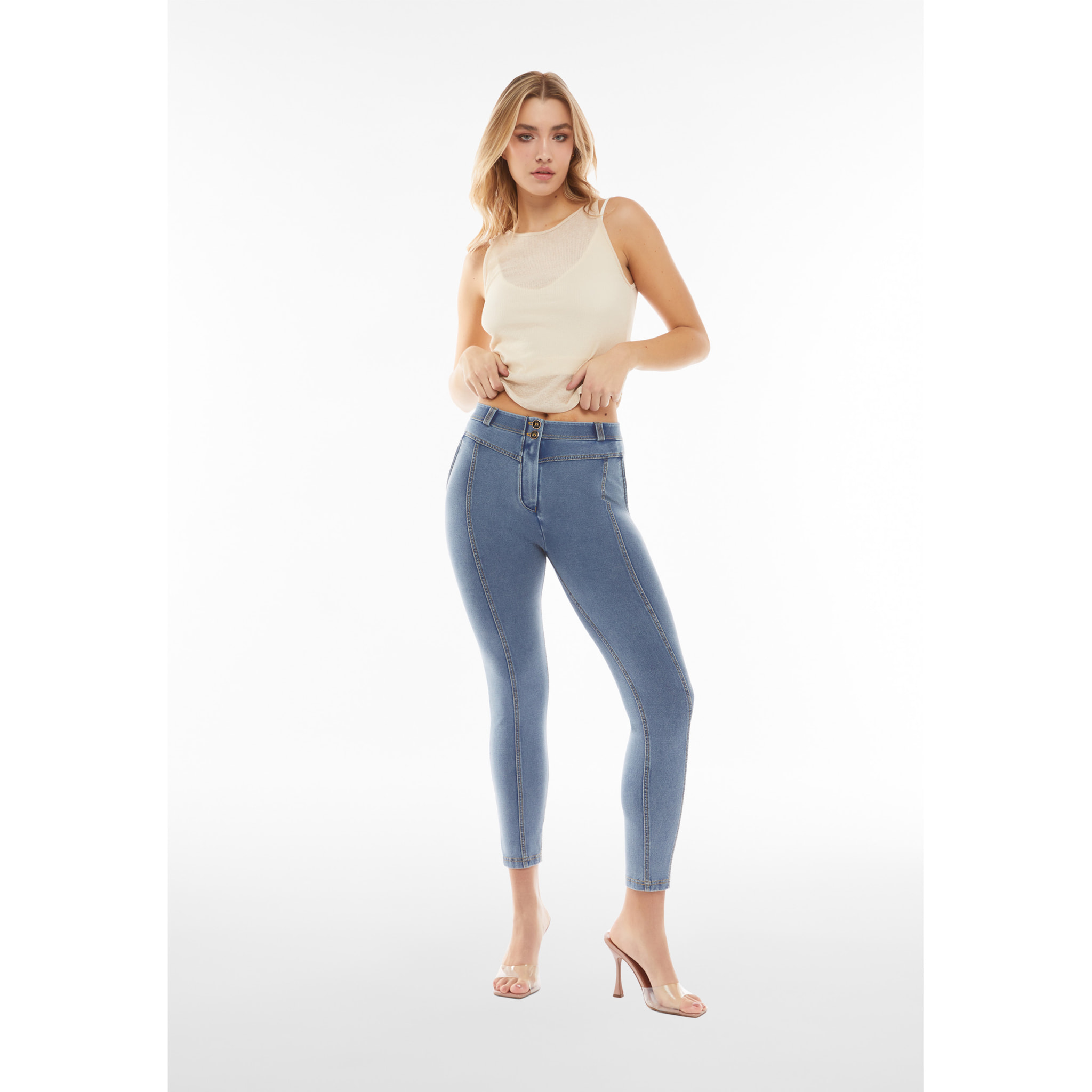 Jeggings WR.UP® vita alta con inserti, cucitura centrale