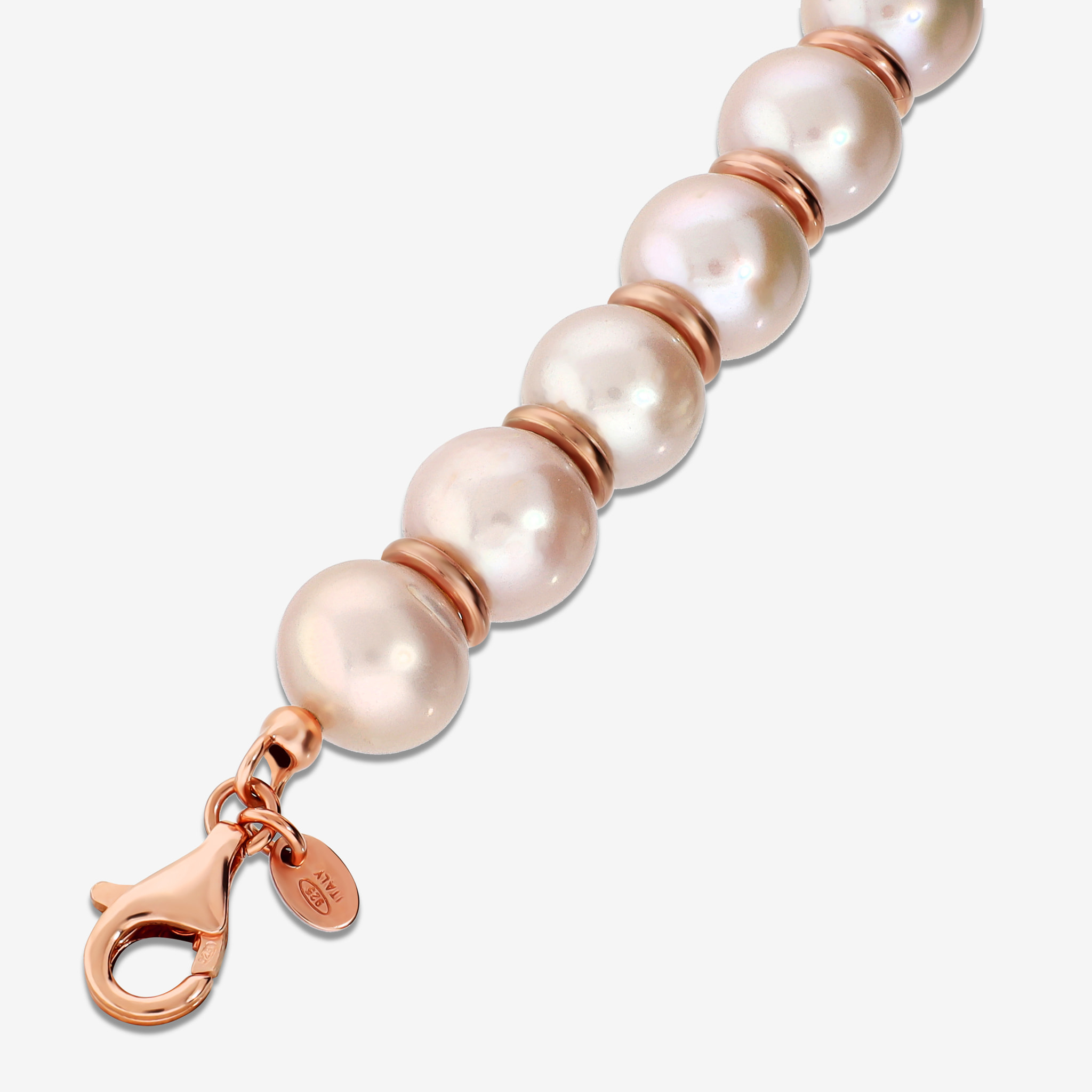 PERLAVIVA - Bracciale in Argento 925 con Rondelle e Perle d'Acqua Dolce Ø 10/11 mm