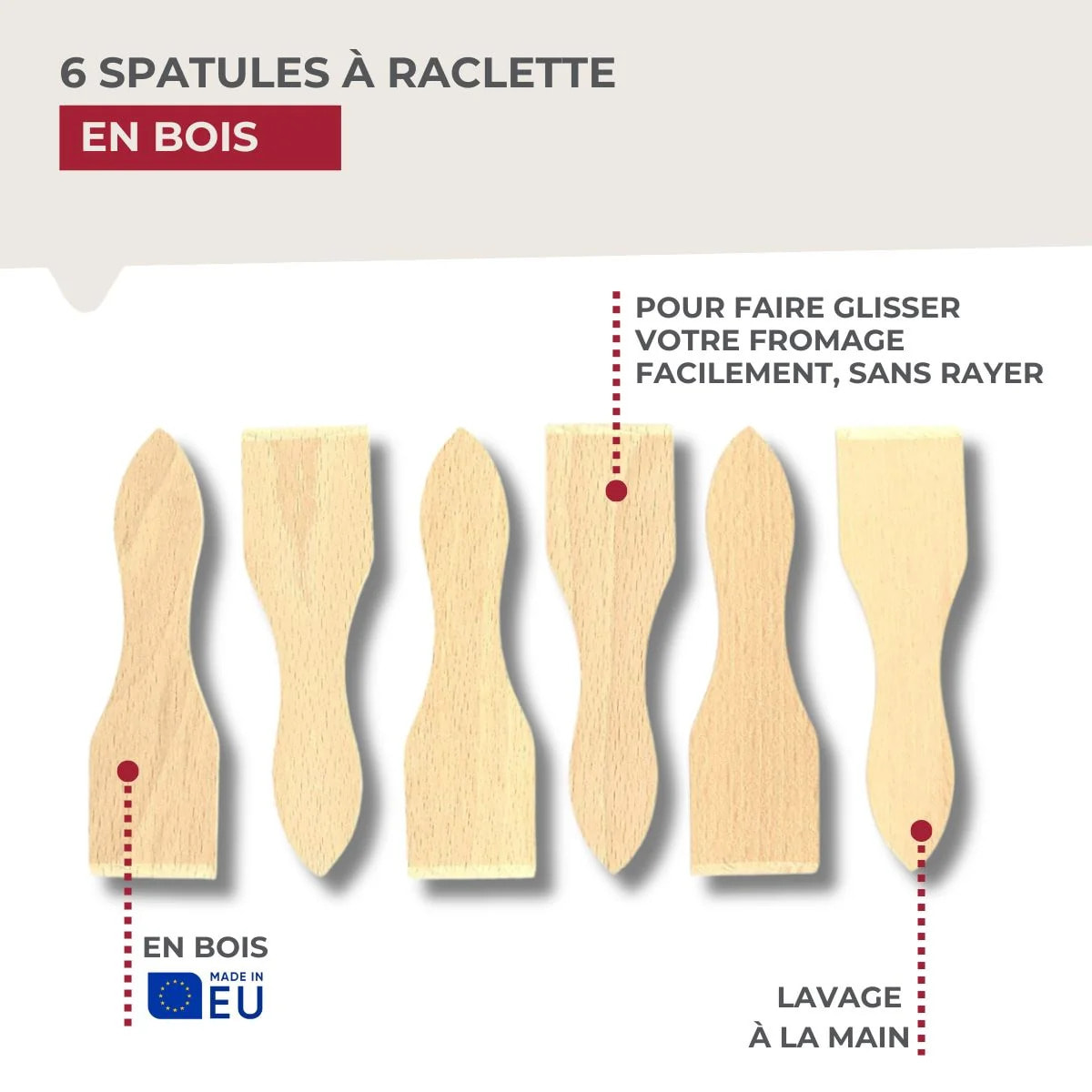 Ensemble de 12 spatules à raclette en bois 13 cm Fackelmann Wood Edition