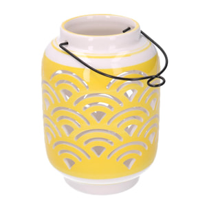Lanterna in ceramica giallo tondo cmø9,4h13,5