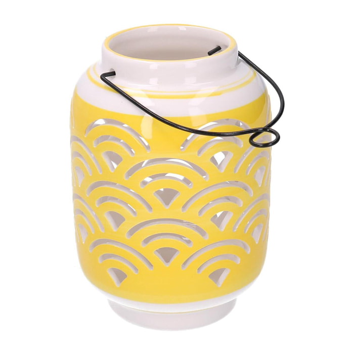 Lanterna in ceramica giallo tondo cmø9,4h13,5
