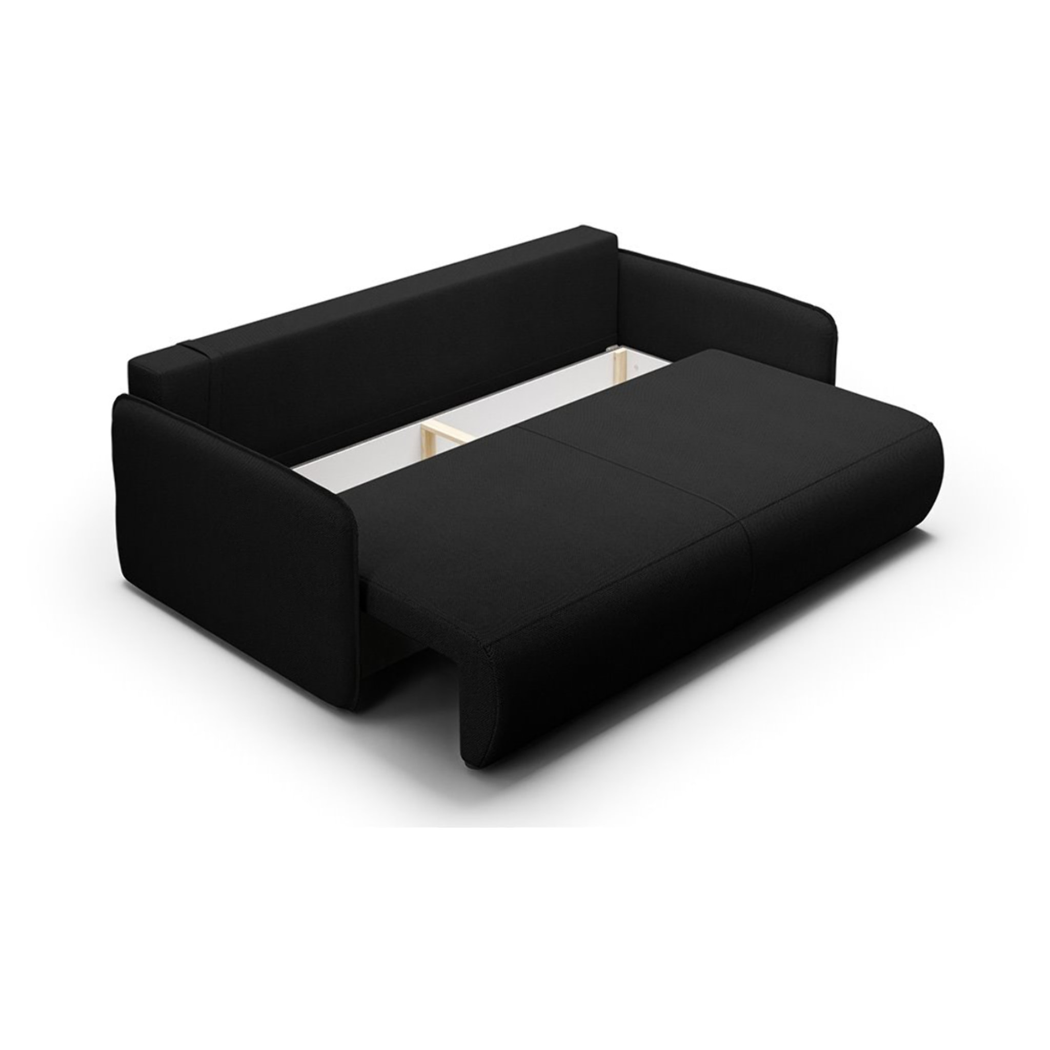 MILO - Canapé droit 3 place en tissu noir