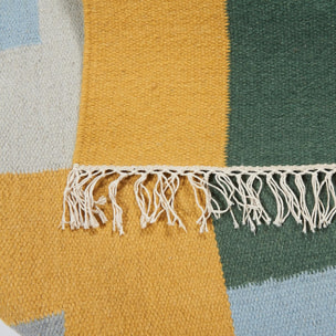 Tapis kilim fait main en laine motif géométrique