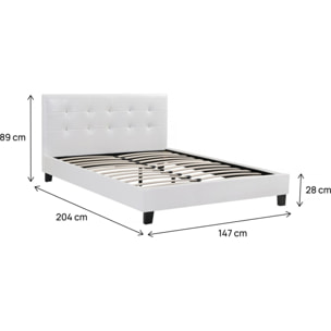 Lit double en pvc "Julia" - 140 x 190 cm - Blanc