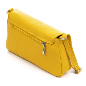 FIRENZE ARTEGIANI Arcade bolso bandolera mujer. Piel auténtica acabado Dollaro. Fabricado en Italia 26x6x15 Cm. Color: Amarillo