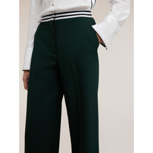 Motivi - Pantalones palazzo con cinturón a rayas - Verde