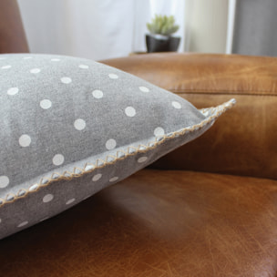 Coussin déhoussable à pois - Gris clair