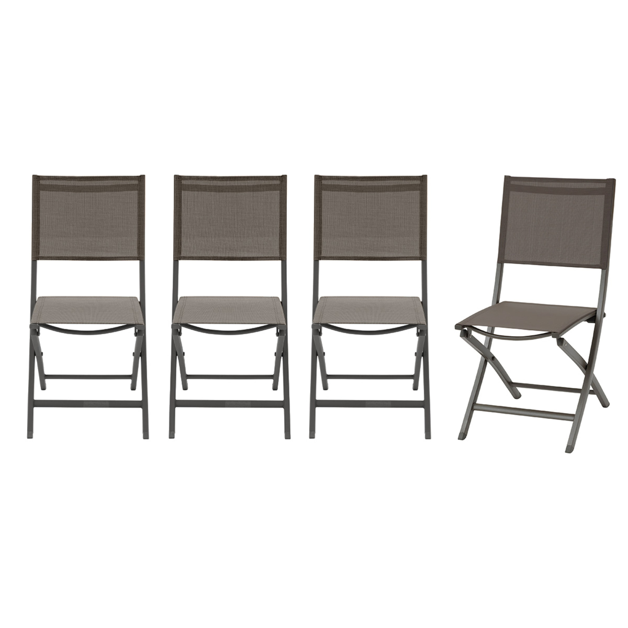 Lot de 4 chaises de jardin pliantes "Essentia" wengé & praliné aluminium et texaline