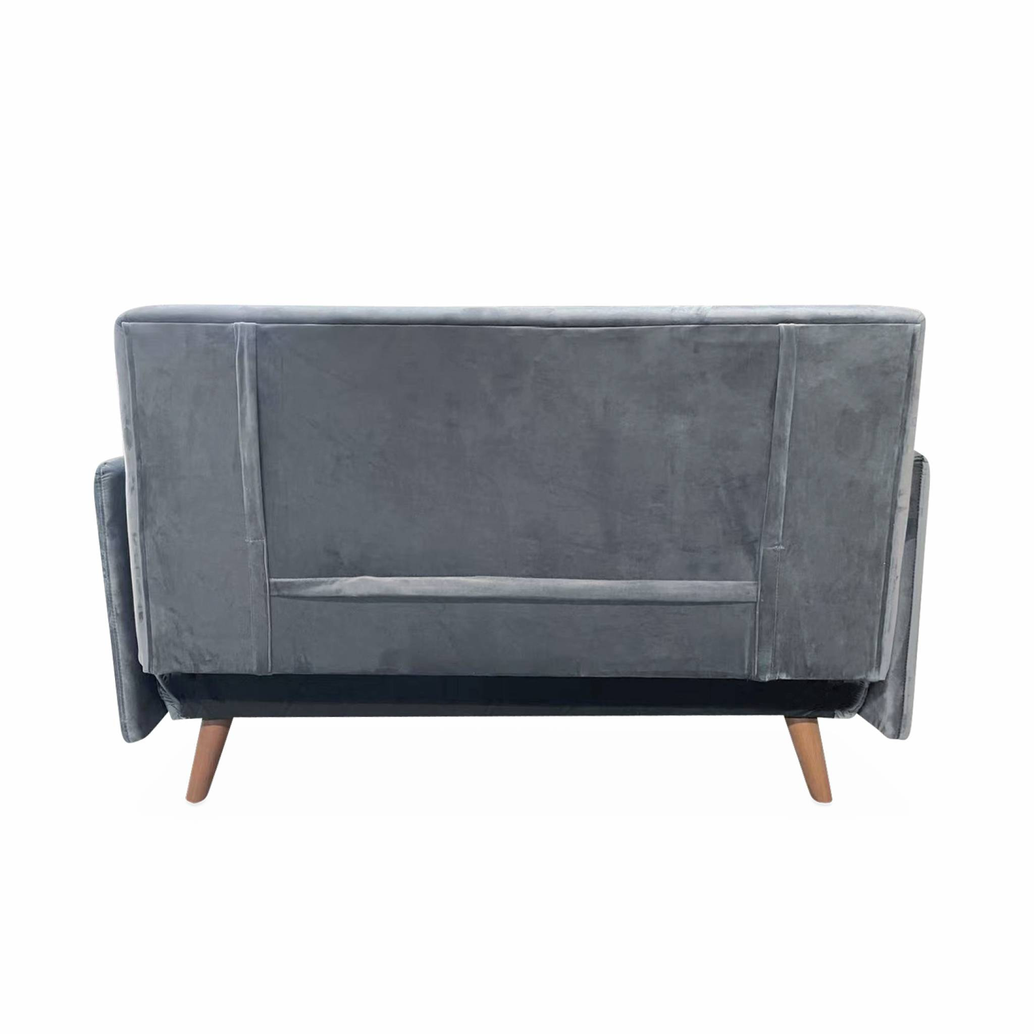 Canapé convertible 2 places gris foncé - Guesta - pieds bois. banquette. dossier inclinable