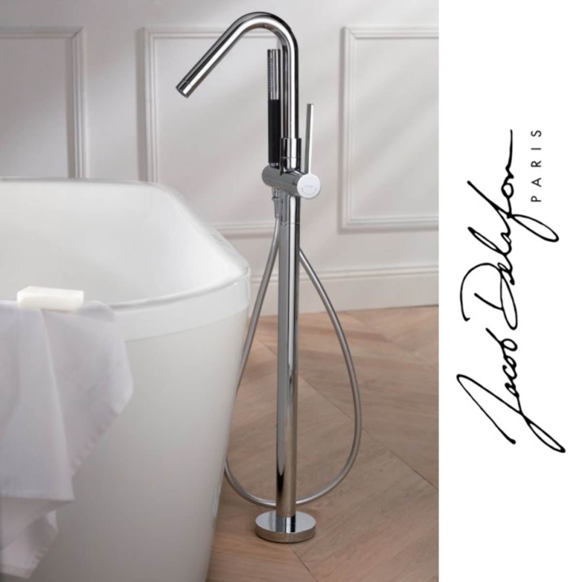 Mitigeur baignoire à encastrer au sol Grands Boulevards chrome + corps encastré