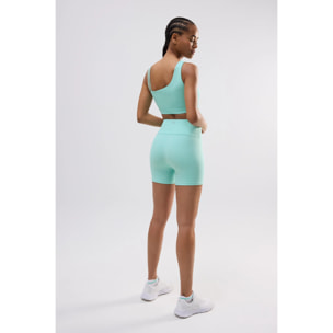 Reggiseno sportivo asimmetrico con supporto leggero in azzurro