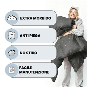 TRAPUNTA INVERNALE BASIC, 200gr, Doubleface, Microfibra, Made in Italy - STARS GRIGIO