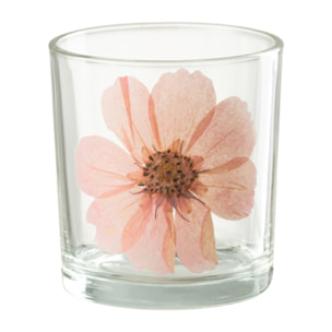 J-Line photophore Fleur - verre - rose - small - 2 pcs