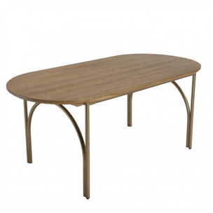 YSEULT - Table à manger ovale 6 personnes 180x90cm bois peuplier couleur naturelle