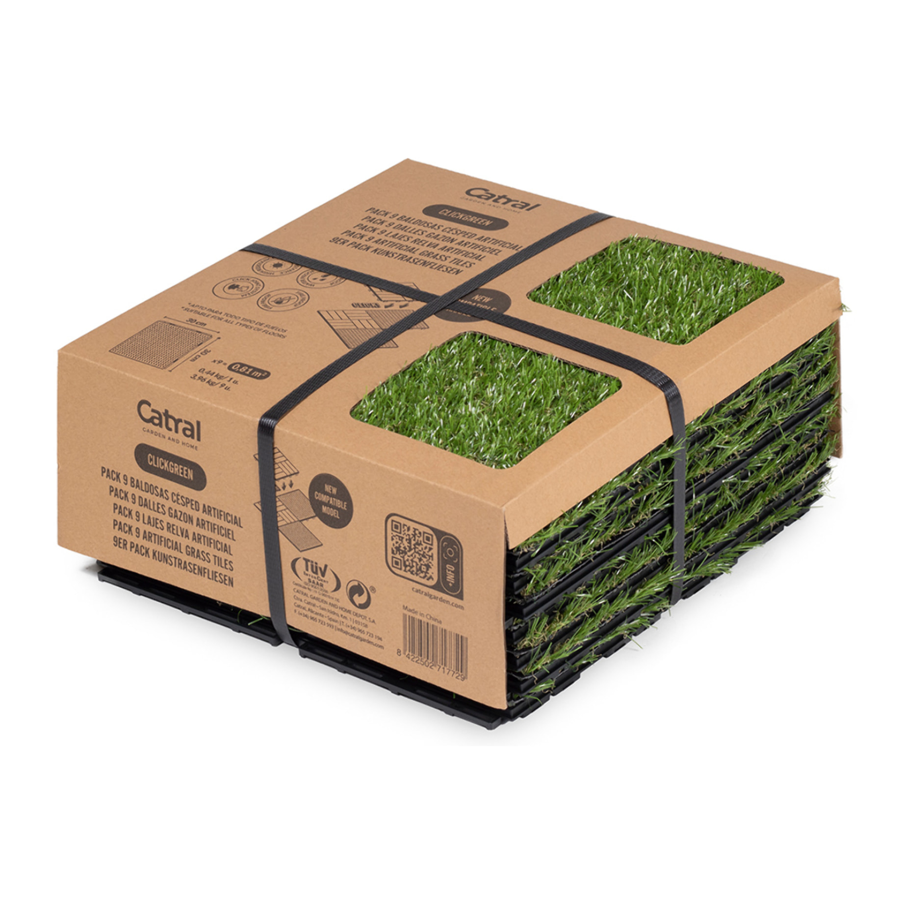 Pack 9 Baldosas Césped Artificial Clickgreen 30x30 Cm