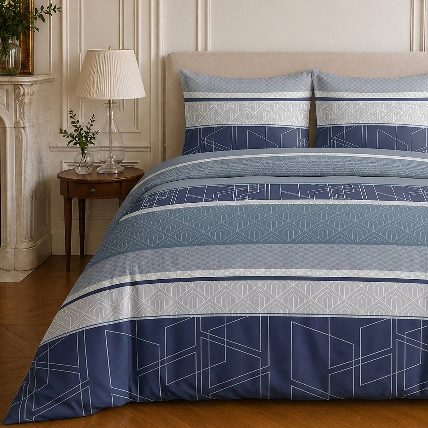 Parure housse de couette 100% coton motif géométrique - ULYSSE