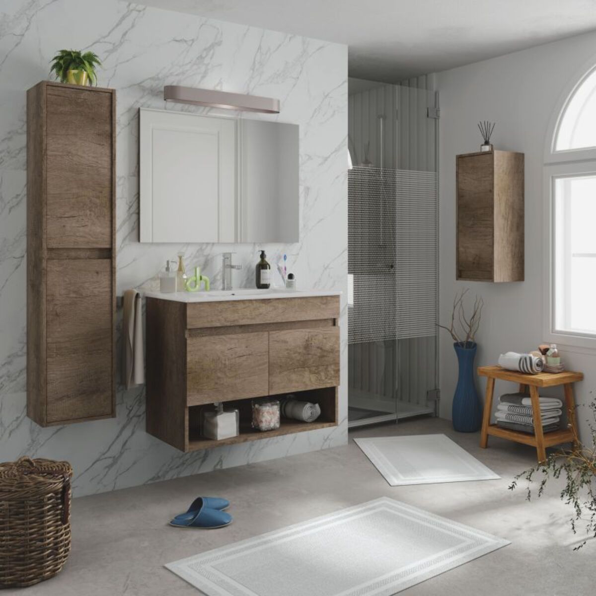 Pack de baño con lavabo de resina y columna Thai Plus Nordik