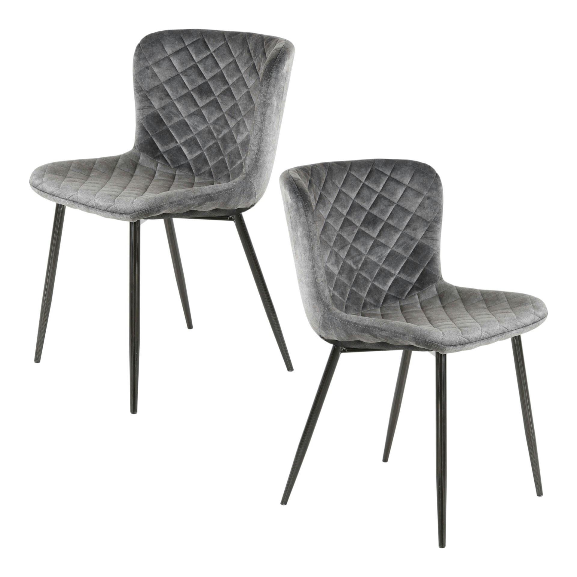 Chaise en velours piqué gris (lot de 2) MELBOURNE