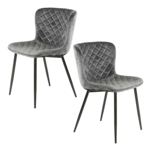 Chaise en velours piqué gris (lot de 2) MELBOURNE