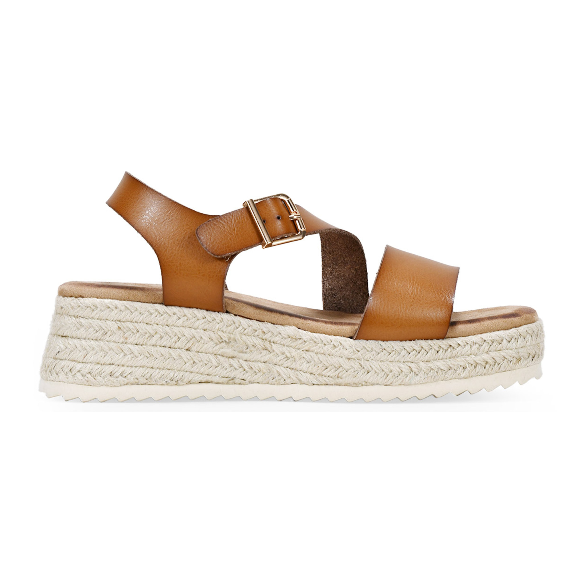 Sandalias de plataforma cuero con esparto