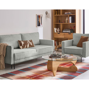 Charlie - canapé droit 3 places - convertible avec coffre - en tissu velours relief - Gris