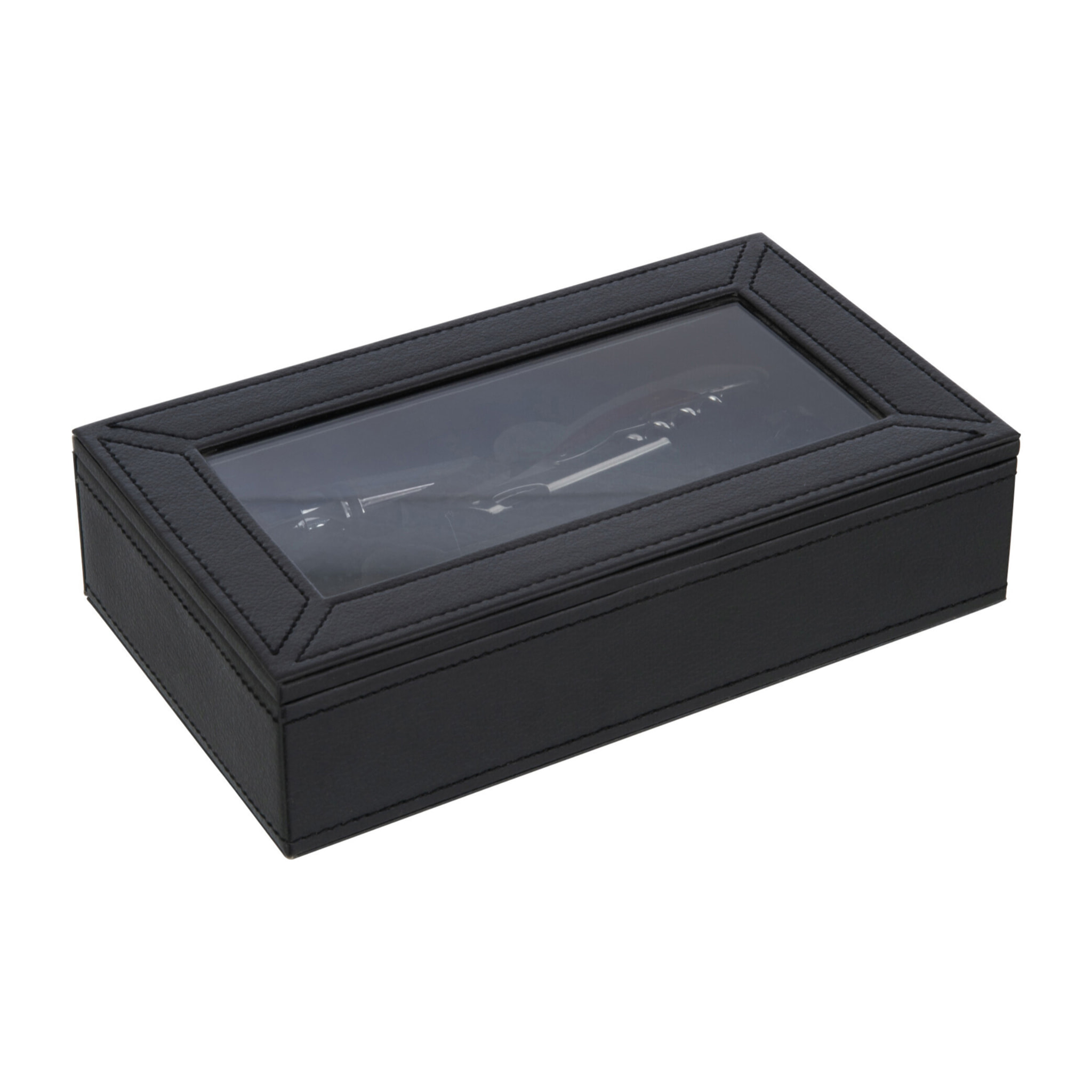 J-Line accessoires vin 6 pièces - simili cuir - noir