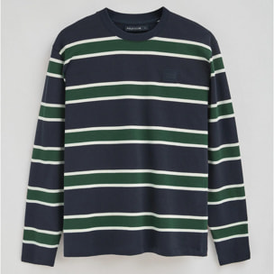 Camiseta Carter con rayas azul marino y verde botella con parche personalizado Polo Club