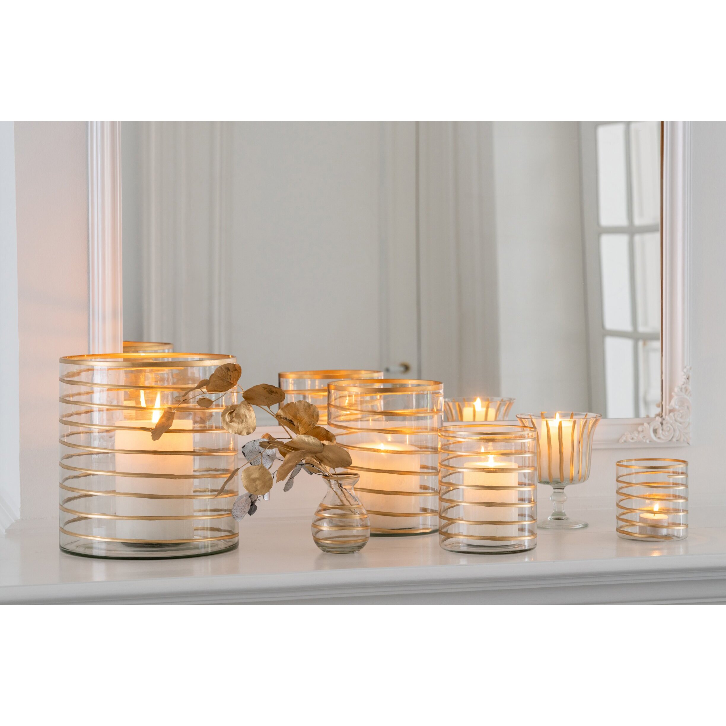 J-Line Chandelier - verre doré/transparent - large