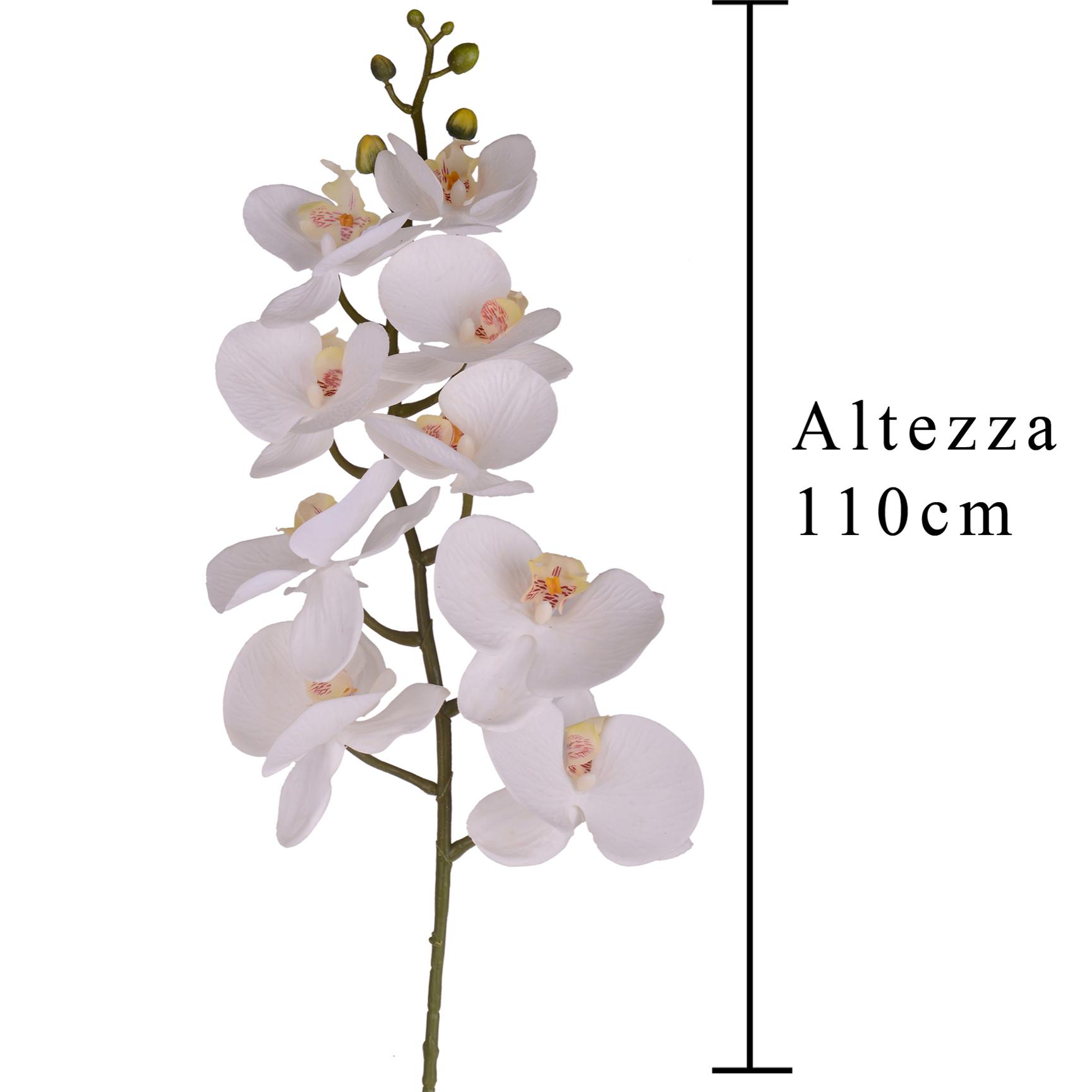 Phalenopsis Con 9 Fiori. Altezza 110 Cm - Pezzi 2 - 15X110X7cm - Colore: Bianco - Bianchi Dino - Fiori Artificiali