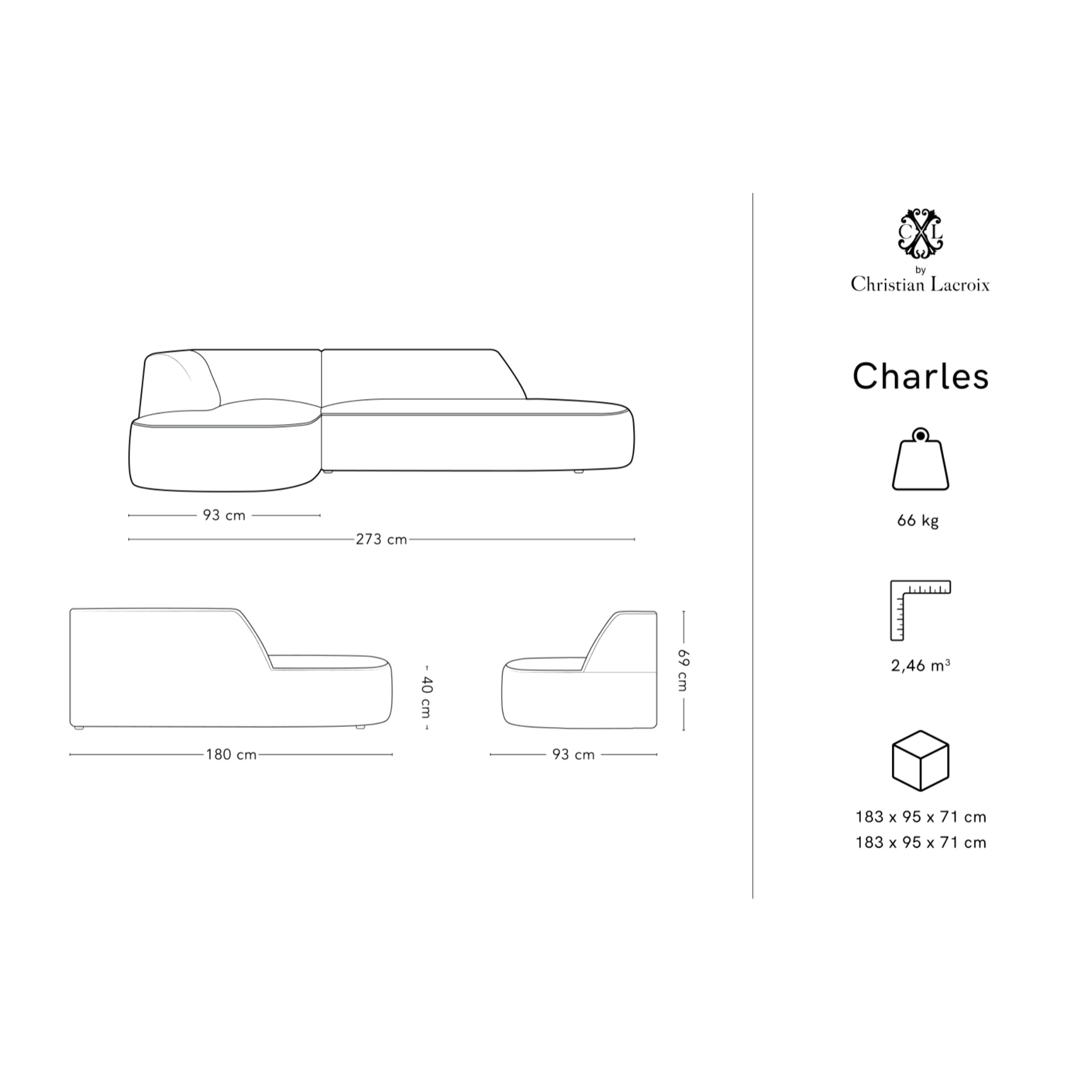 Canapé d'angle gauche "Charles" 4 places en velours pétrole profond