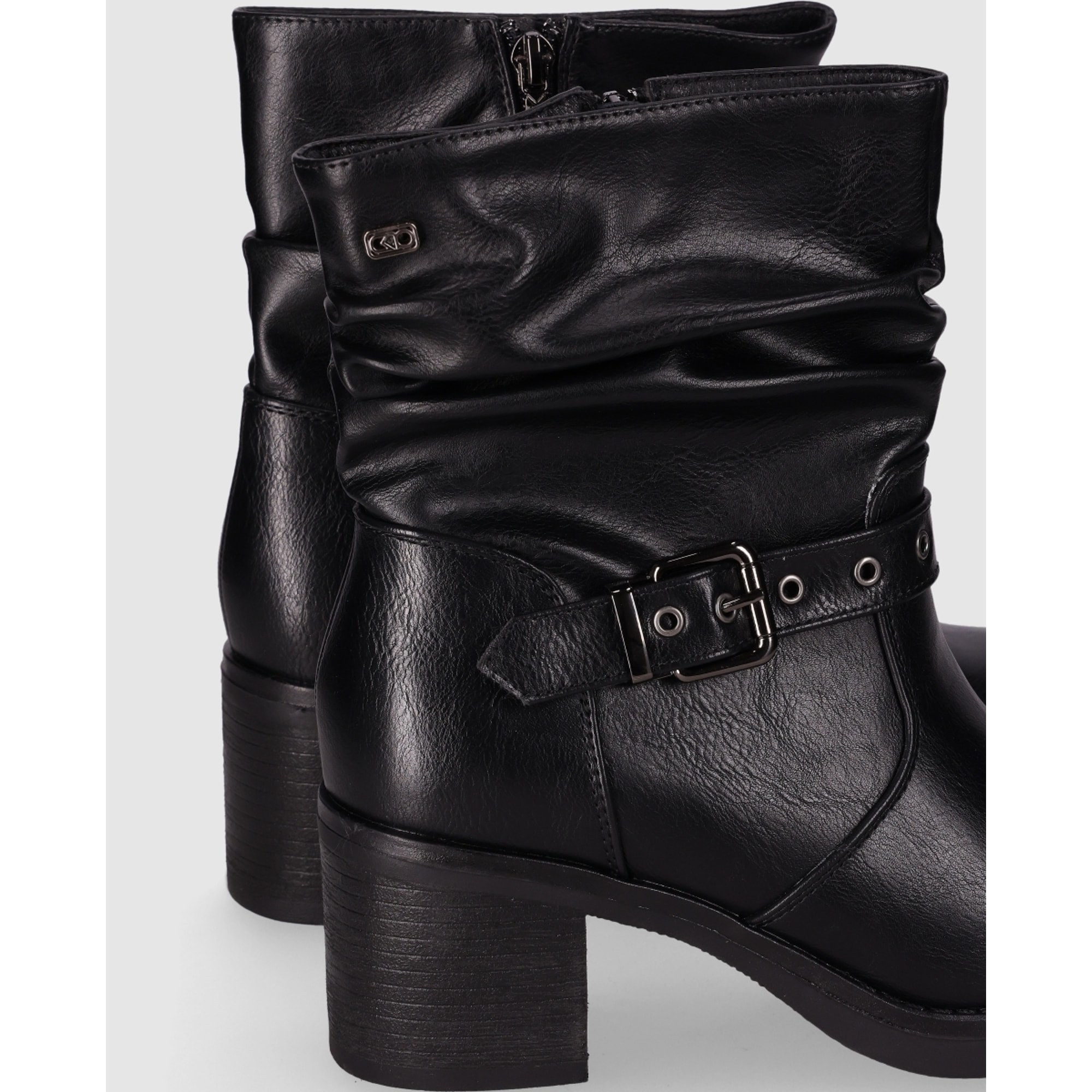 Botines de Piel Sintética - Negro - Tacón: 7 cm