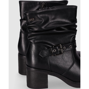 Botines de Piel Sintética - Negro - Tacón: 7 cm