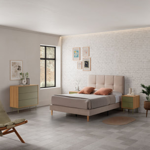 Mesita de noche Cuzco 2 cajones color Roble/Verde