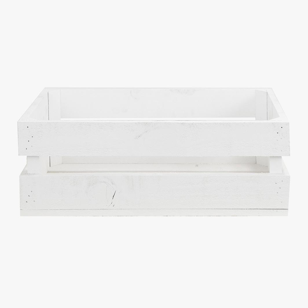 Pack 3 caisses moyennes en bois massif blanc Hauteur: 17.5 Longueur: 49 Largeur: 29.5