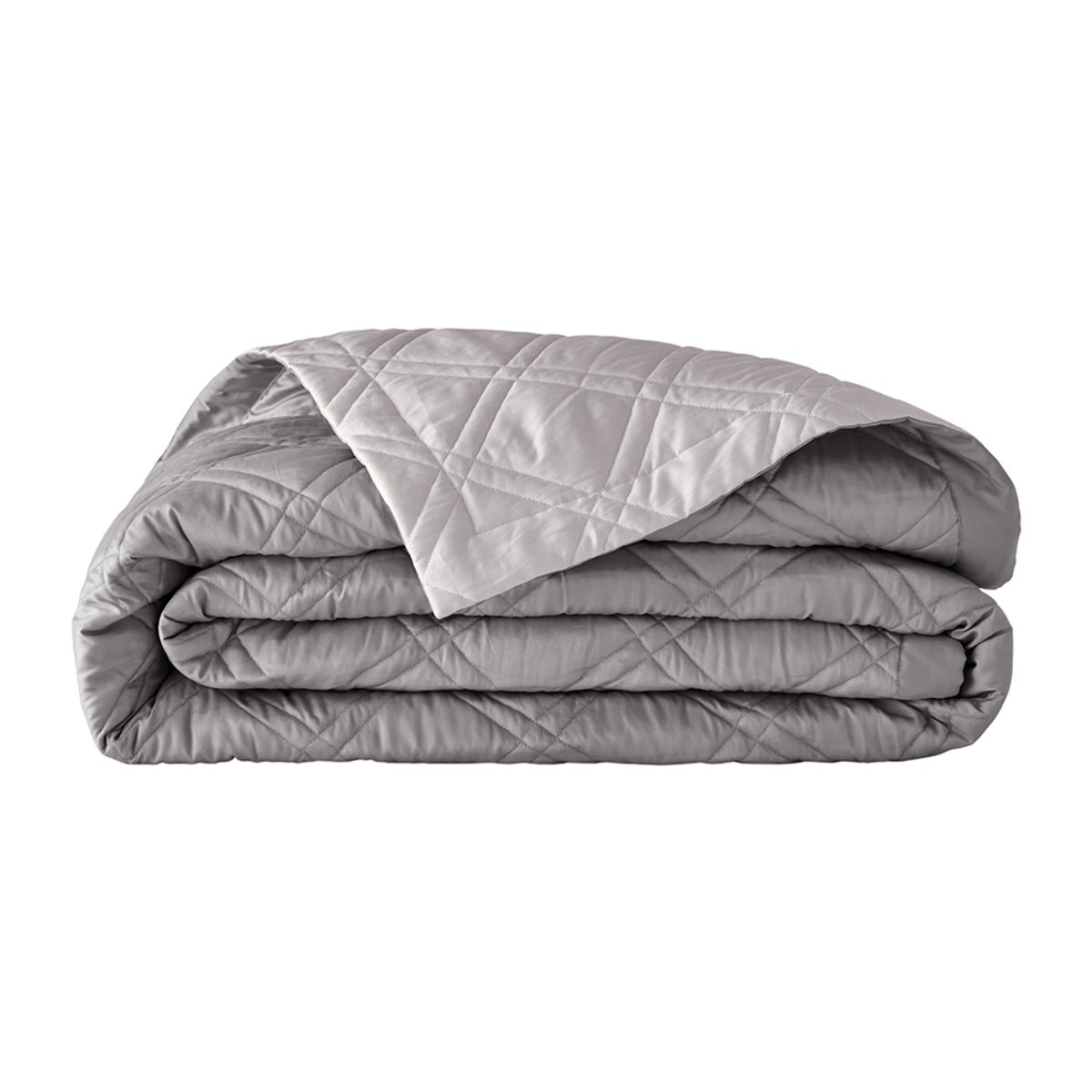 Couvre lit matelassé en satin de coton bio, MERVEILLE, Gris Meteore