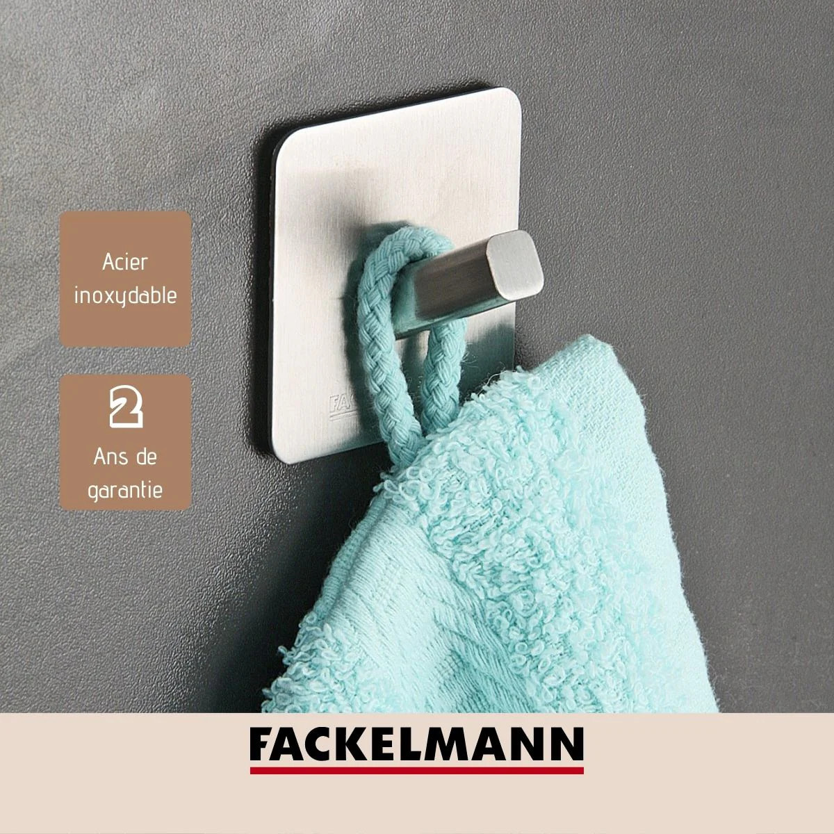Crochets de rangement pratiques en inox Lot de 2 5 x 5 x 3 cm Fackelmann Tecno