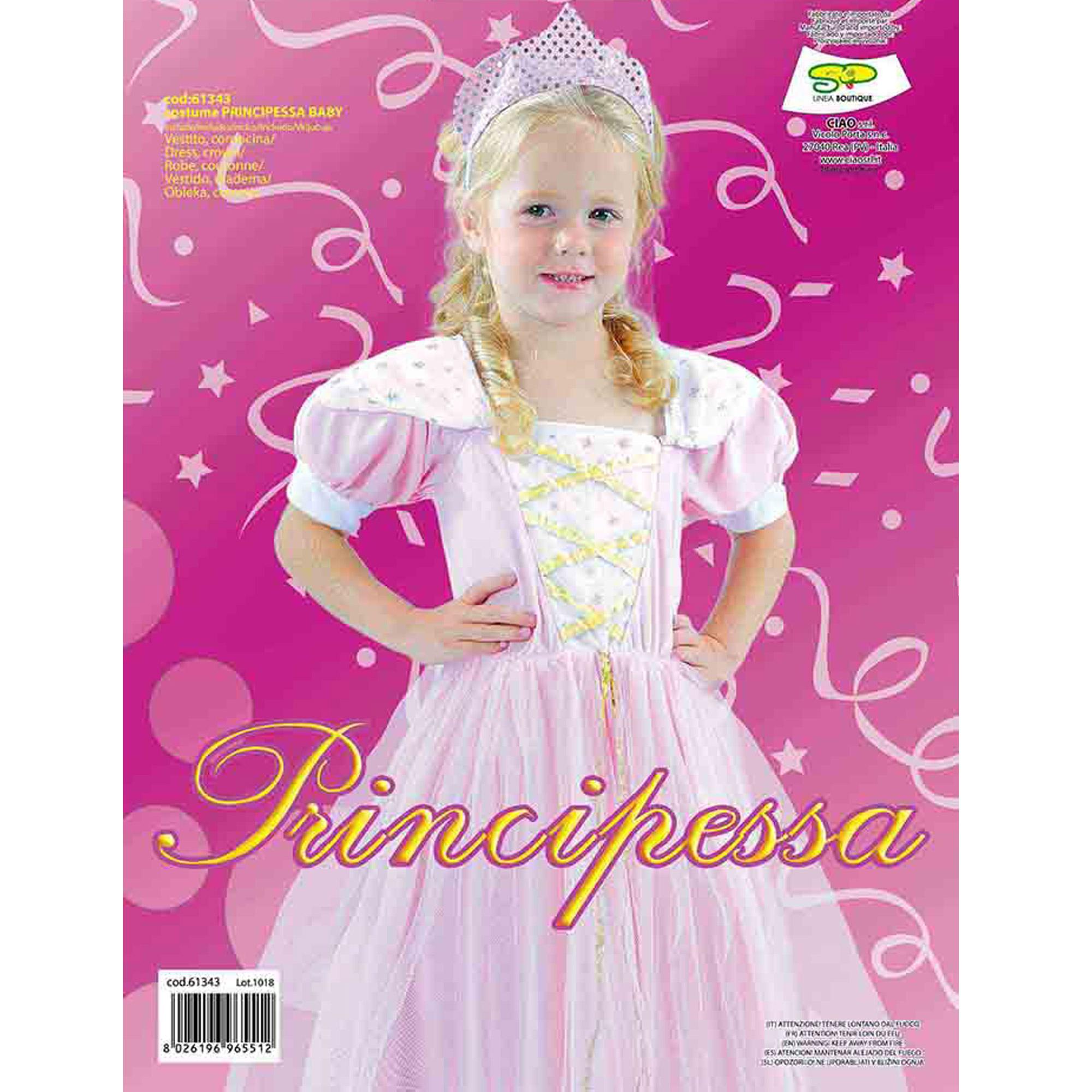 Abito Principessina Rosa Costume Carnevale Bambina