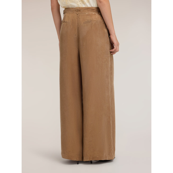Motivi - Pantalones palazzo con pliegues en lyocell - Verde militare