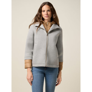 Oltre - Chaqueta bimaterial combinada - Gris