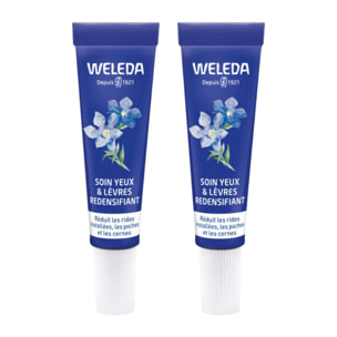 WELEDA - Duo Soin Yeux & Lèvres redensifiant GENTIANE BLEUE ET EDELWEISS - Soin anti-âge redensifiant pour les femmes dès 50 ans - NATRUE - 2x10 ml