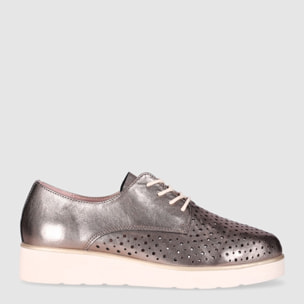 Zapatos de Piel - Platino - Tacón: 3 cm