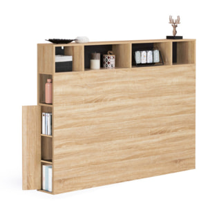 Tête de lit Léo bois et noire avec rangements 145cm