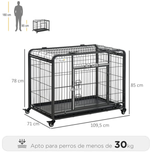 Jaula de Metal para Perros Plegable con Ruedas Bandeja Extraíble 109,5x71x78 cm