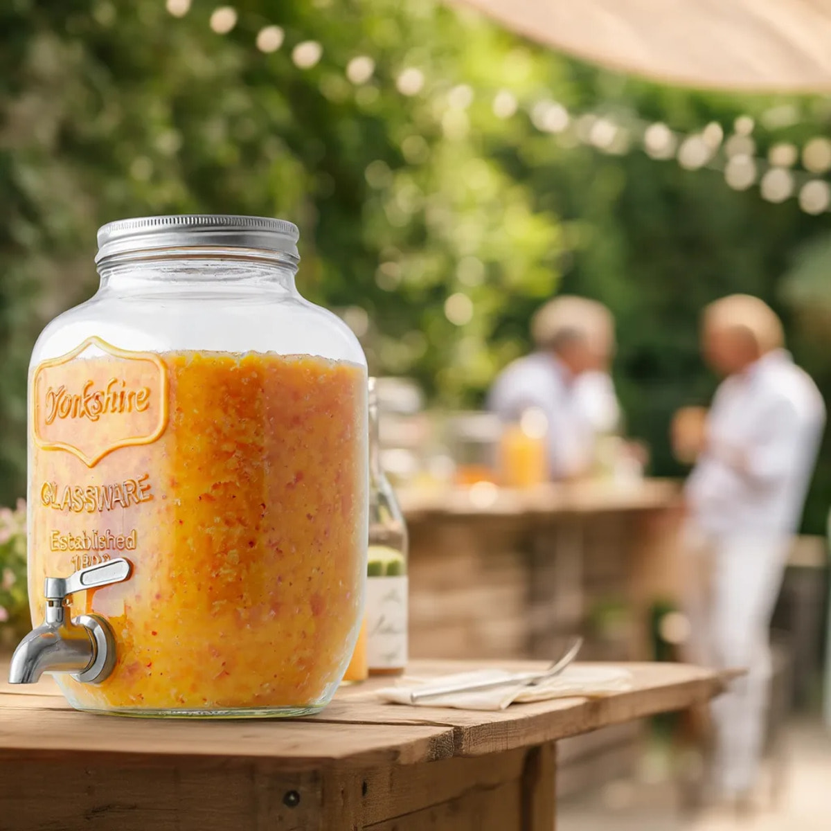 Dispenser in Vetro per Bevande 4L con Rubinetto in Acciaio Cromato Lavabile in Lavastoviglie Ideale per Feste Aperitivi e Campeggio Trasparente