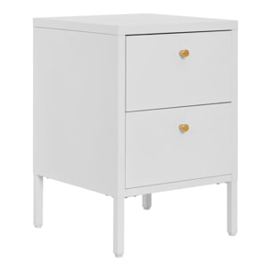Comodino Dalby a 2 cassetti in acciaio bianco 40×40×60 cm