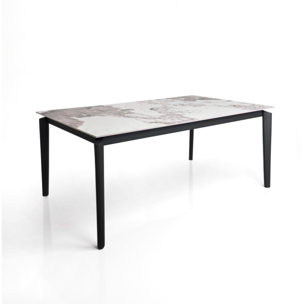 Table à manger extensible Tomasucci WIDE, en céramique, marbre onyx, gris, 160/220 × 90 × 77,5 cm